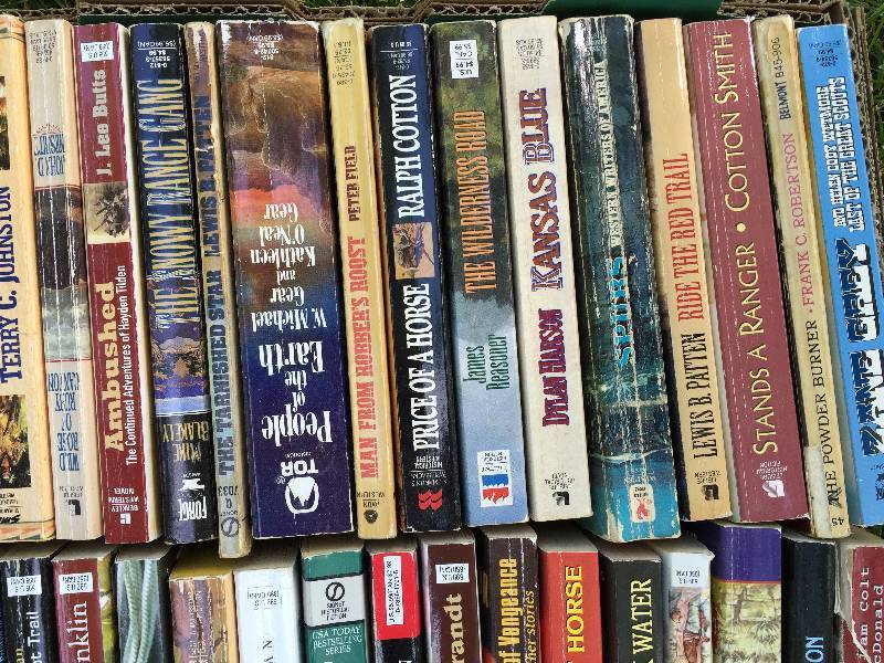 Large Box Lot of Western Paperback Novels Various Authors