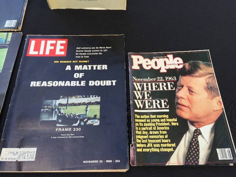 Collectible life magazines of JFK and staff including a vintage Book chronicling the last four days of JFKs life.