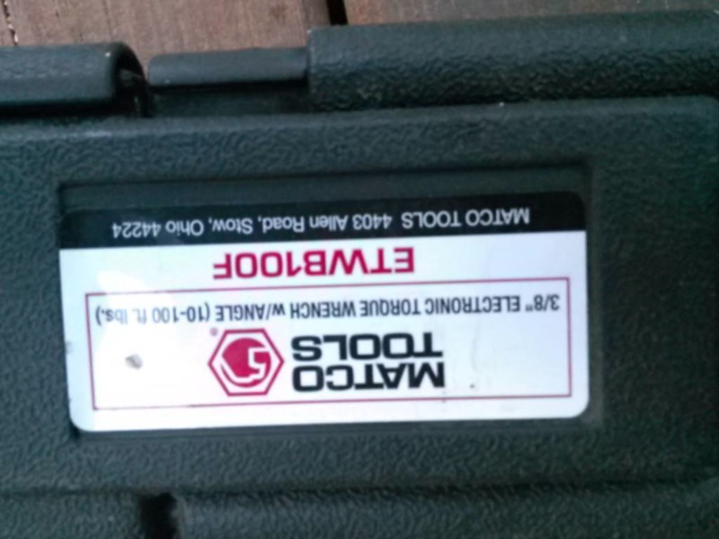 LIKE NEW MATCO TOOLS ELECTRONIC WRENCH-MODEL ETWB100F WITH ANGLE