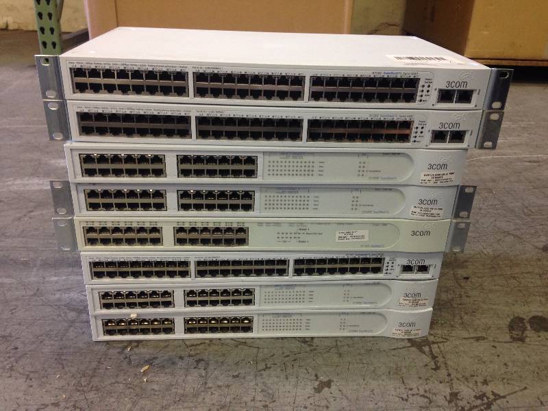 lot 34 image: Mixed Lot of (8) 3Com Switches Inc...