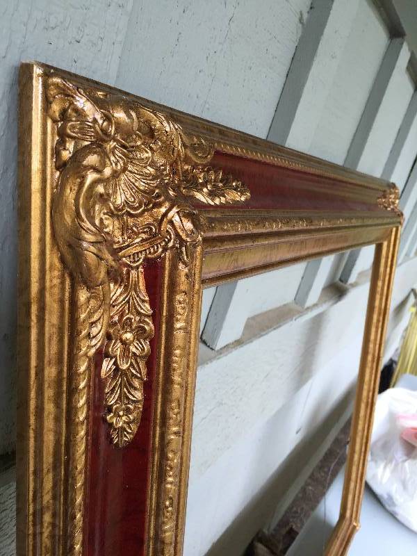 lot 22 image: Gorgeous large hand-painted red and gold gilt solid wood frame