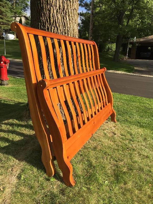 lot 45 image: Queen size Slat headboard and footboard mission style