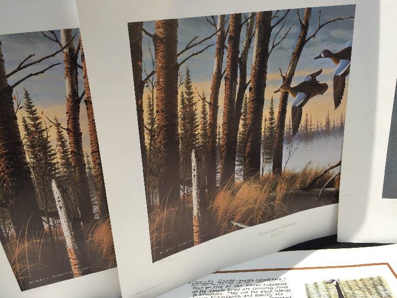 lot 55 image: Lot of 6 wildlife prints mostly signed and numbered with a deer antler