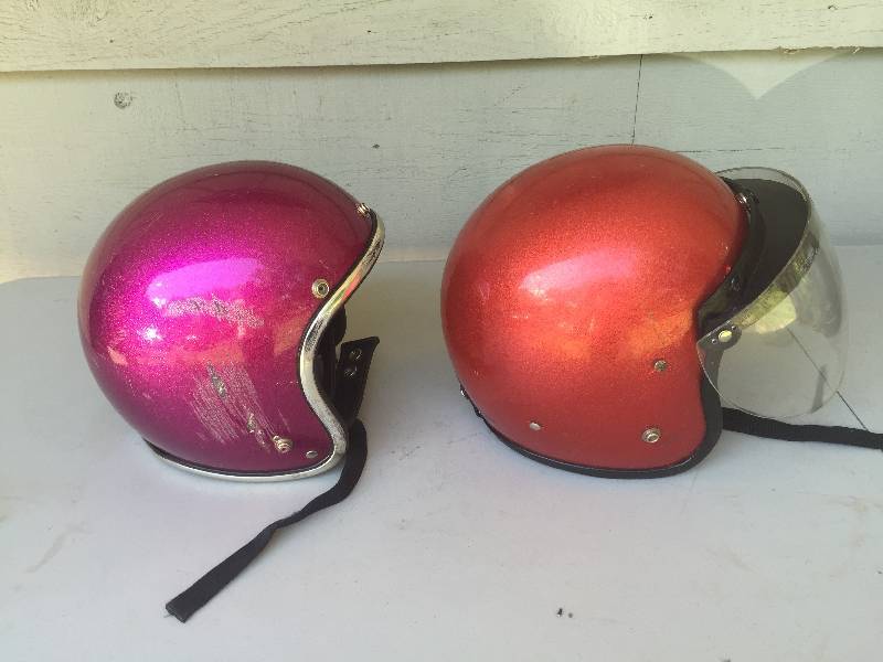 Lot of two vintage motorcycle helmet
