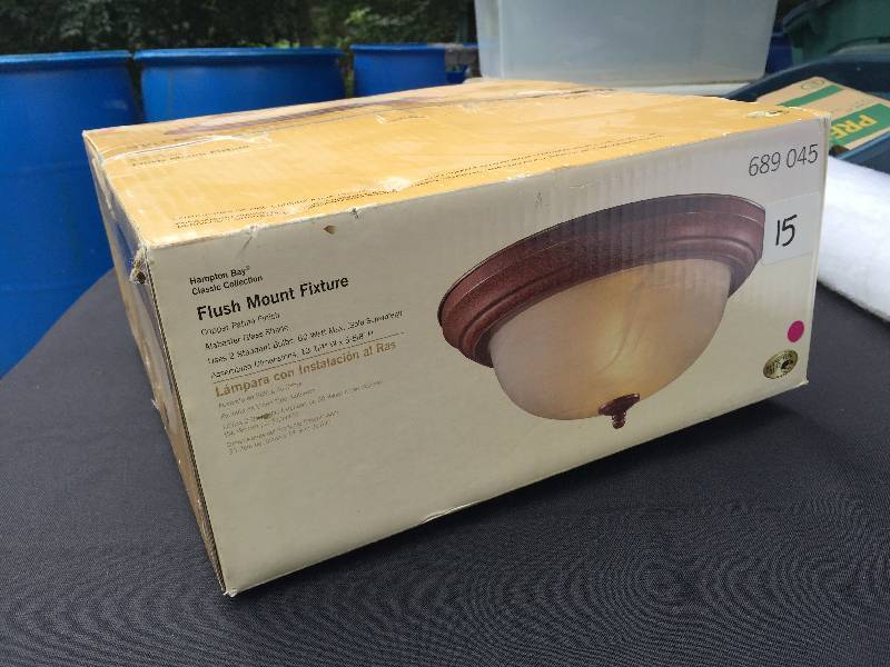NIB Hampton Bay flush-mount light fixture.