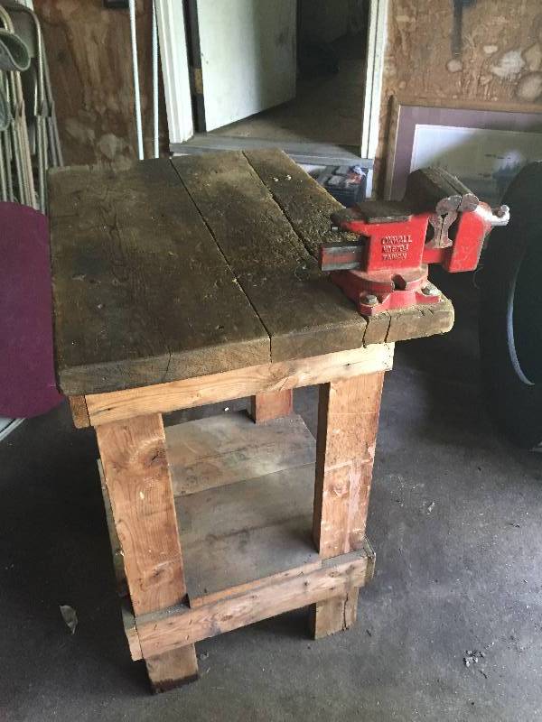 Shop Table with vice