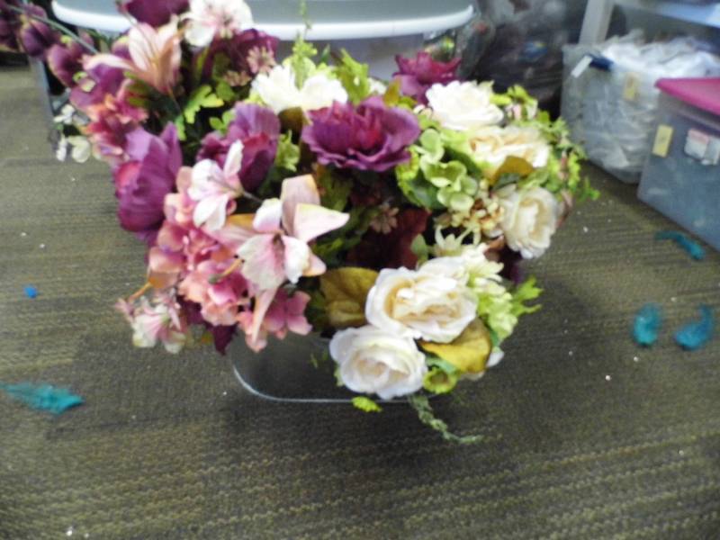 Assorted Flower Stems in Galvanized Container