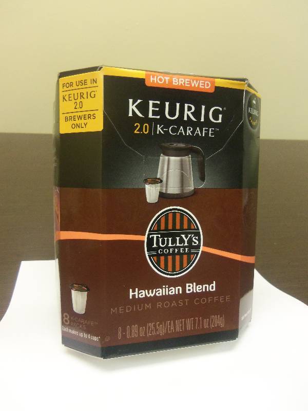 Keurig 2.0 K-Carafe Cups Tullys Coffee Hawaiian Blend