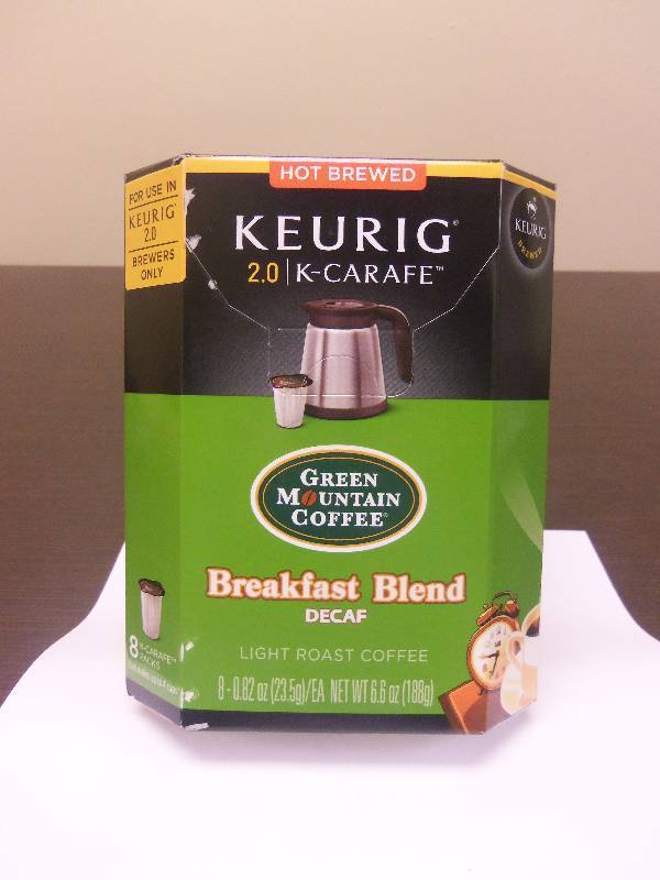 Keurig 2.0 K-Carafe Cups Green Mountain Coffee Breakfast Blend Decaf