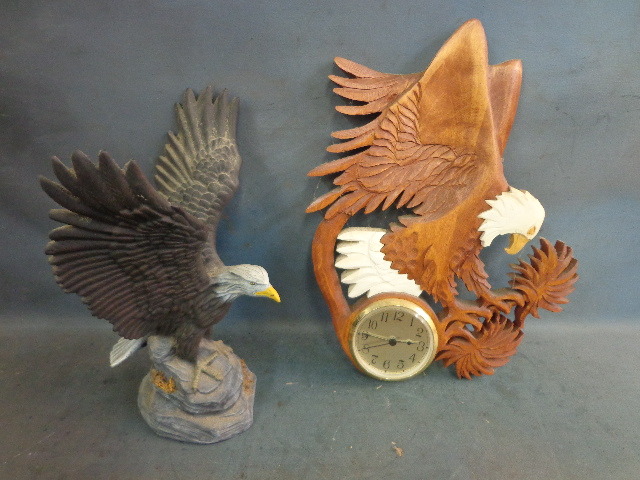 lot 38 image: Eagle statue and Wall clock