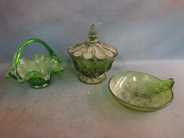 lot 95 image: Green Glass Dishes