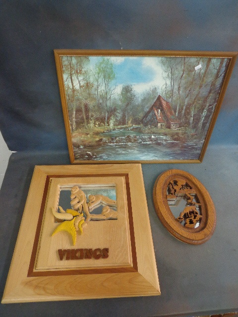 lot 123 image: Various wall art made of wood