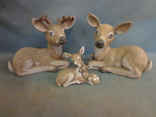 lot 129 image: Lot of Deer Statues