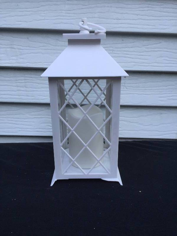 White Lantern with Flameless Candle