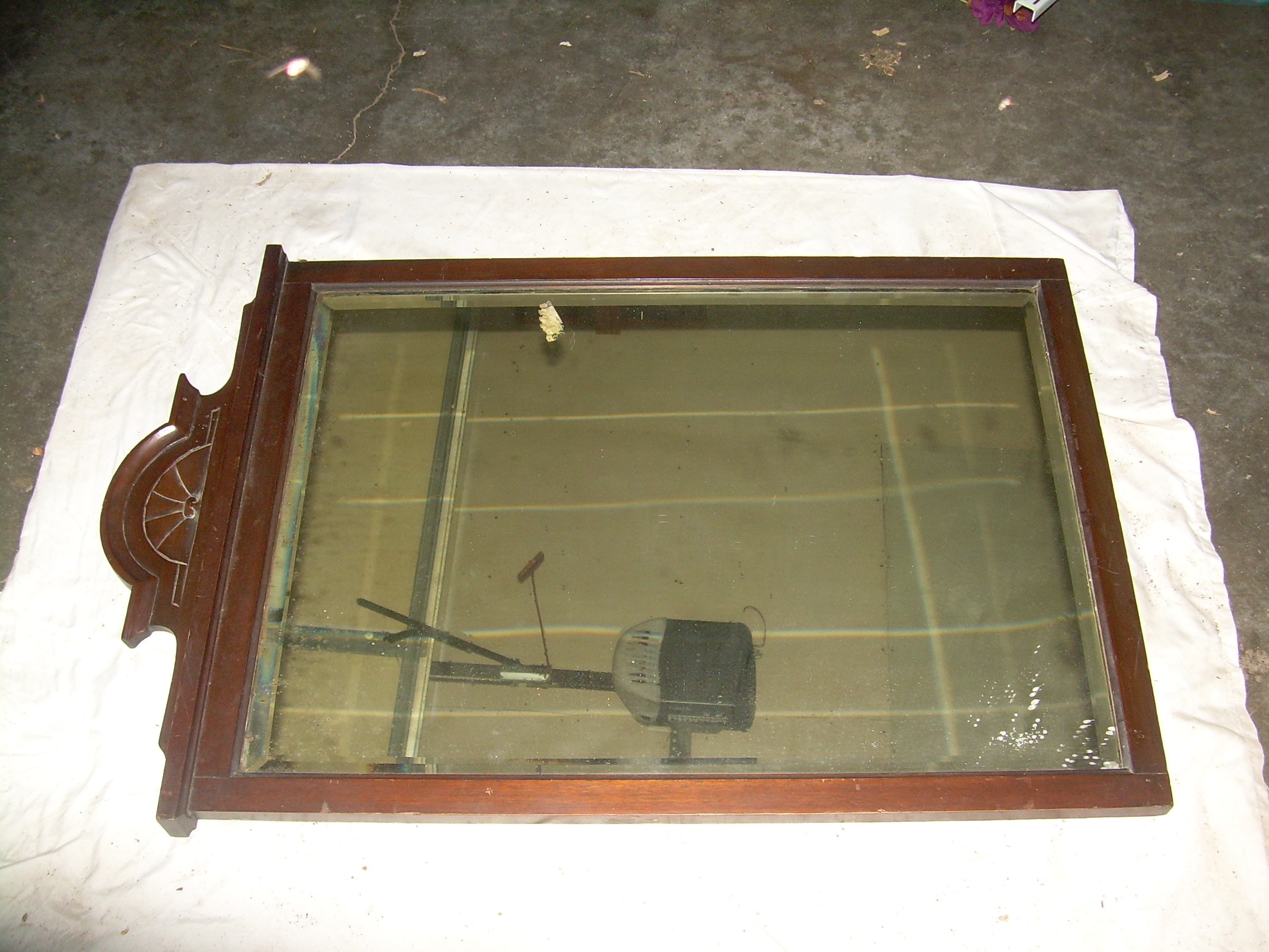 antique wood framed mirror