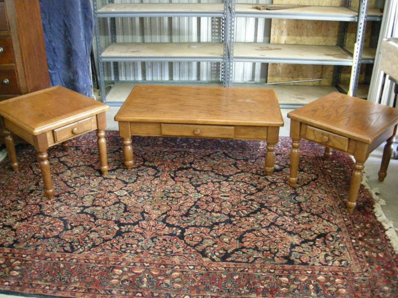 3 Oak tables set