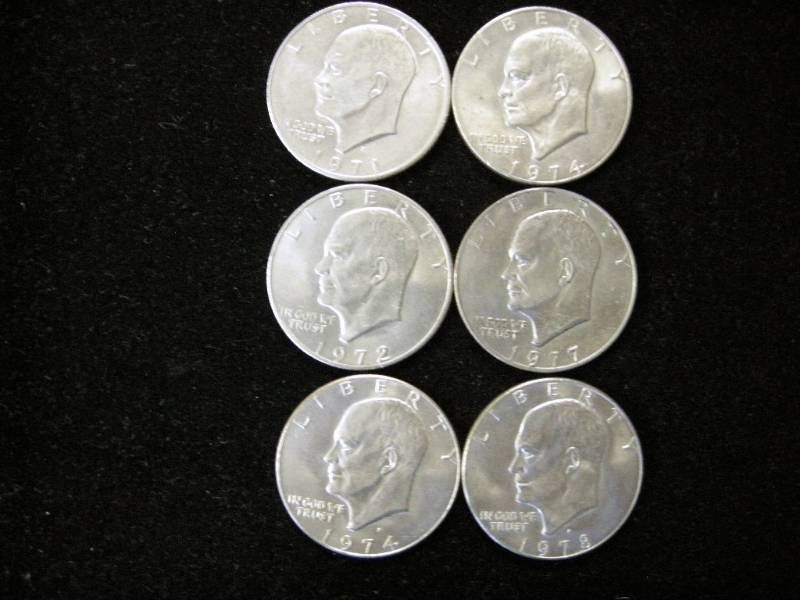6 Eisenhower dollars