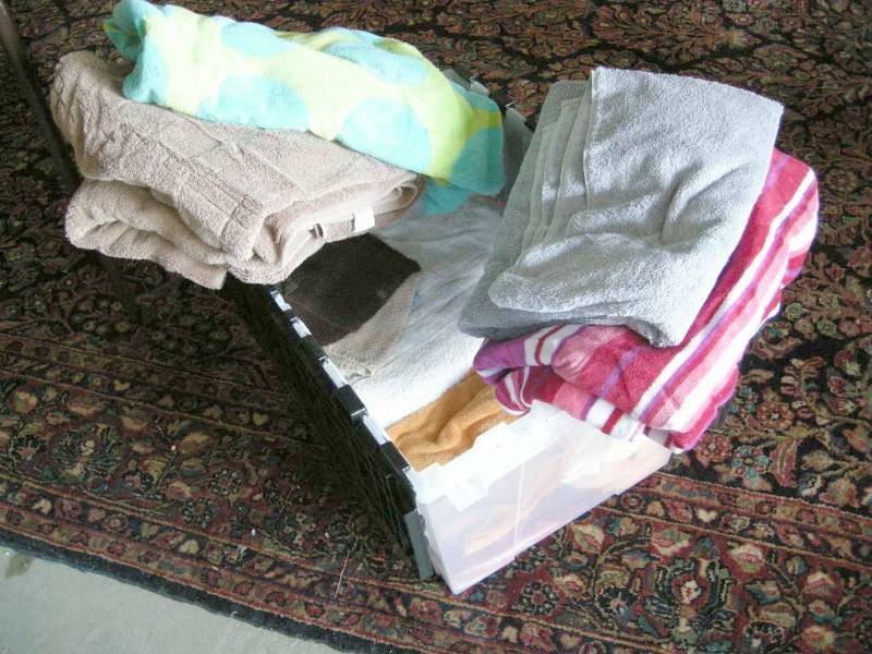 Tote full of towels