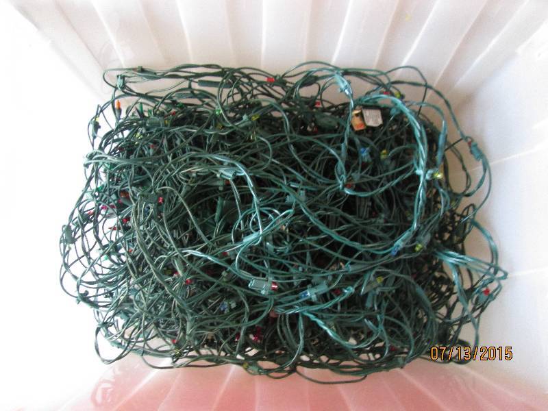 Tote of multi-color Christmas light...