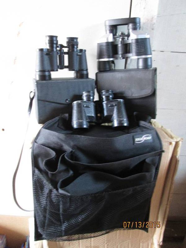 3 pair of binoculars with cases and...