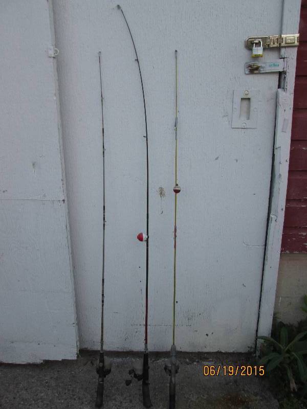3 fishing rods with Zebco reels...