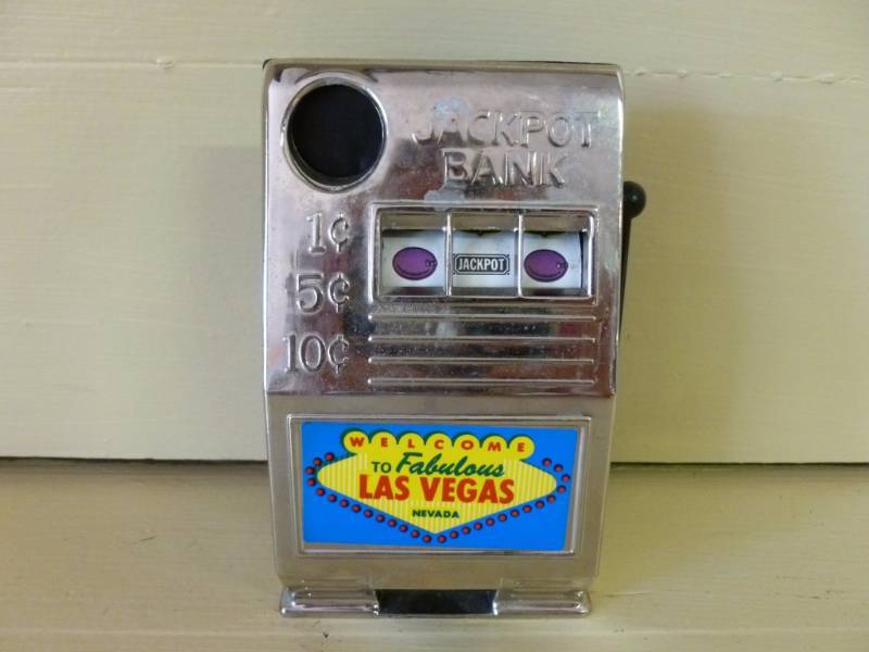 lot 215 image: Slot Machine Coin Bank