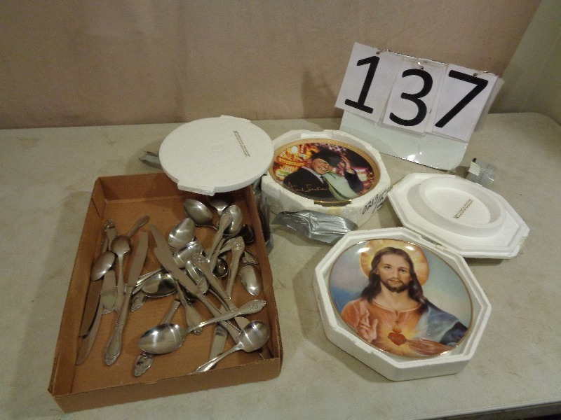lot 137 image: Collector Plates and Silverware