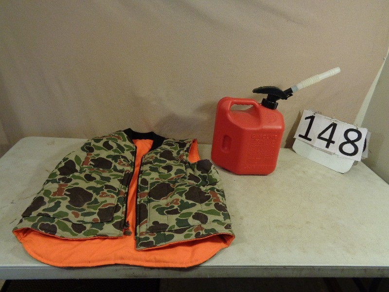 lot 148 image: Hunting Vest and Gas Can