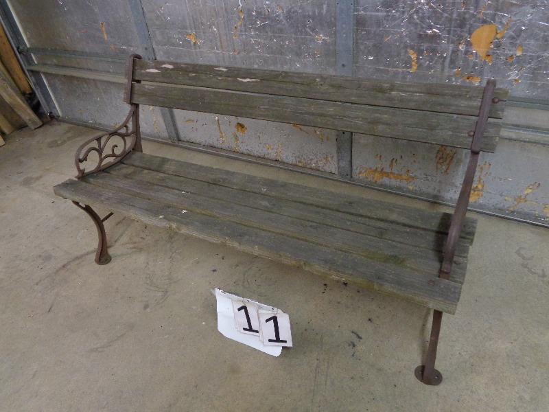 lot 11 image: Wood  Cast Iron Bench