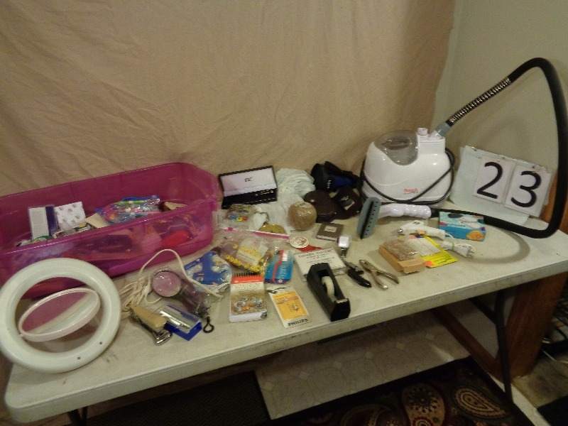 lot 23 image: Hancock Steamer, crafts supplies, office and more.
