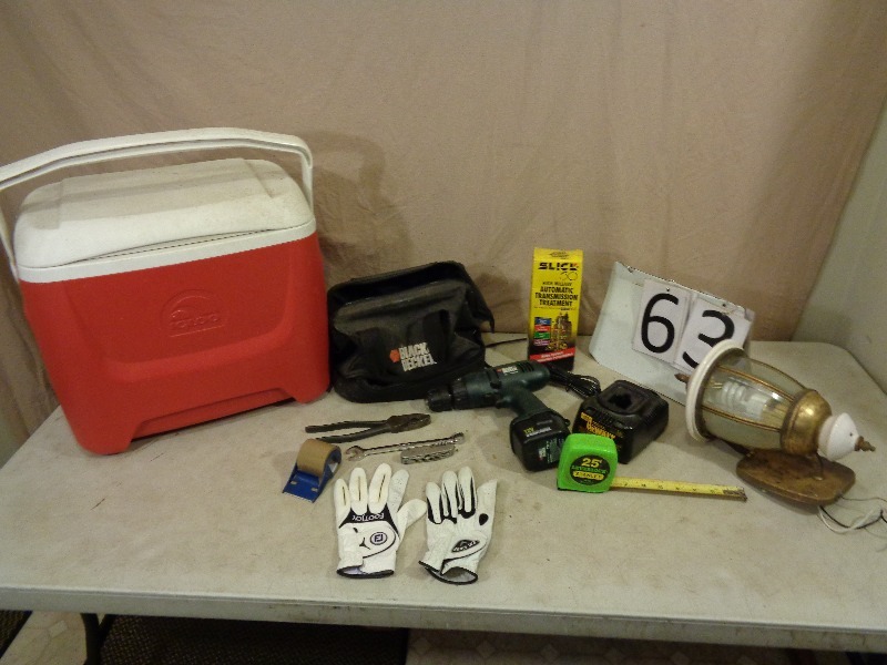 lot 63 image: Cooler, Drill, Golf Gloves, More
