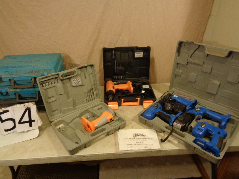 lot 54 image: Assorted Cordless Tools and Cases