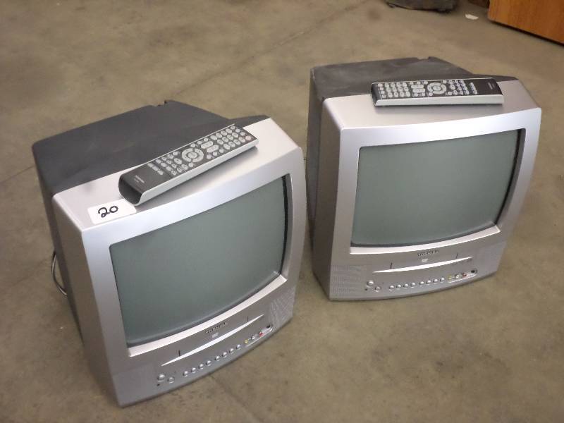 lot 20 image: (2) Toshiba 14 T.V. Sets With Buil...