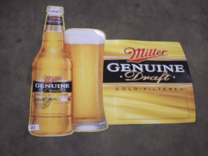 lot 23 image: 36x42 Miller Beer Tin ...