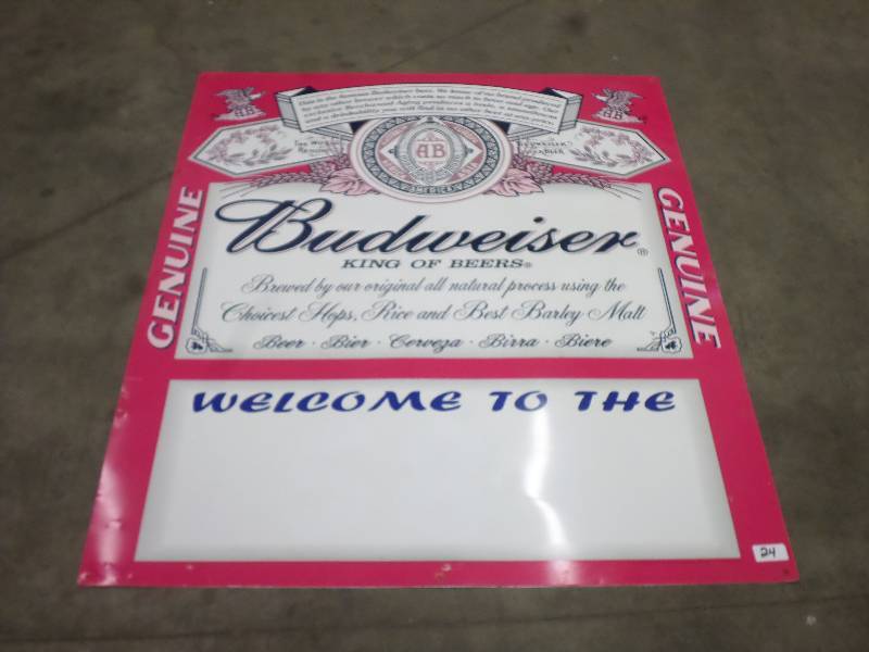 lot 24 image: 4x5 Budwesier Beer Tin ...