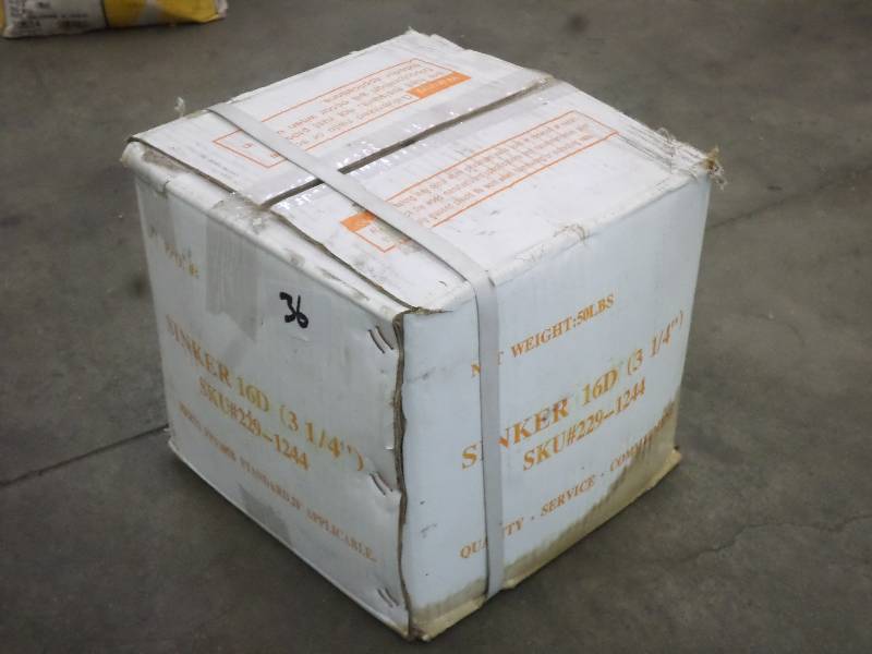 lot 36 image: Full 50# Box Of 16D Sinker Nails, 3...