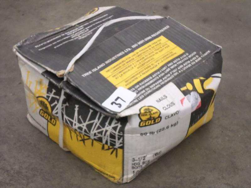 lot 37 image: Full 50# Box Of 3.5 Galvanized Nai...