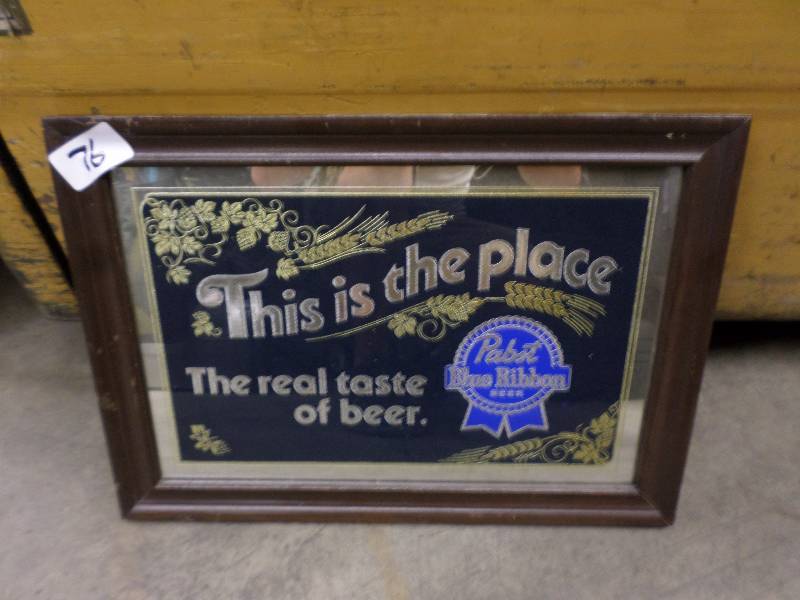 lot 76 image: Pabst Blue Ribbon Mirrored Beer Pic...