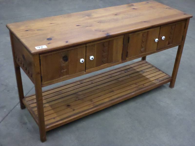 lot 77 image: Nice 18x60x24 Solid Wood Sofa Ta...