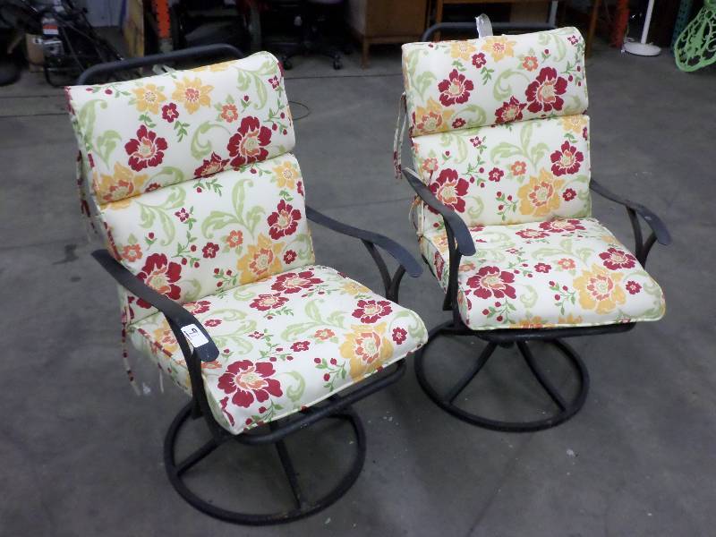 lot 91 image: (2) Rocking Patio Chairs With Cushi...