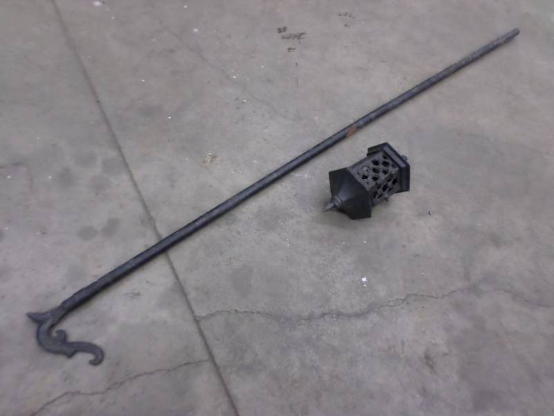 lot 92 image: Antique Cast Iron Candle Holder Wit...