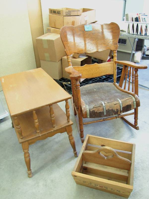 vintage project rocker end table and magazine rack