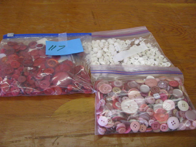 red white pink buttons