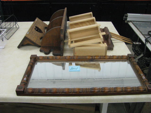 wood organizers and mirror