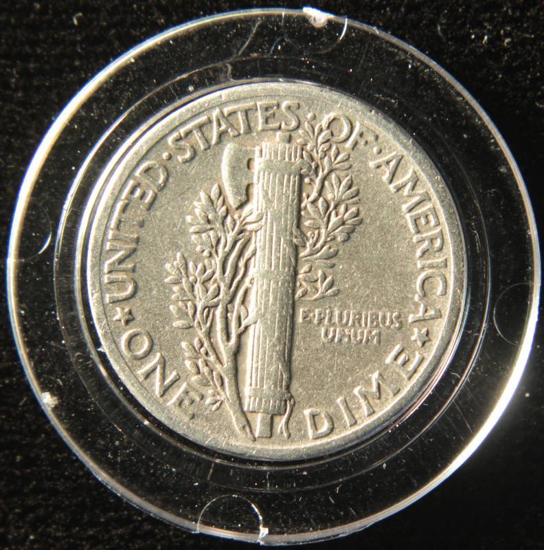 1943 MERCURY SILVER DIME FINE IN AIRTITE HOLDER