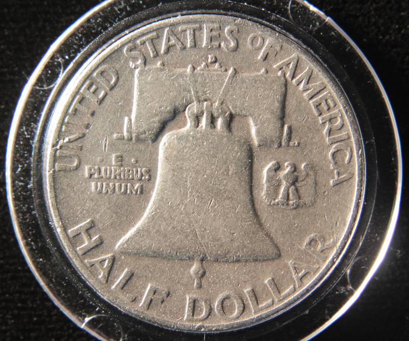 1954 D FRANKLIN SILVER HALF DOLLAR IN AIRTITE HOLDER