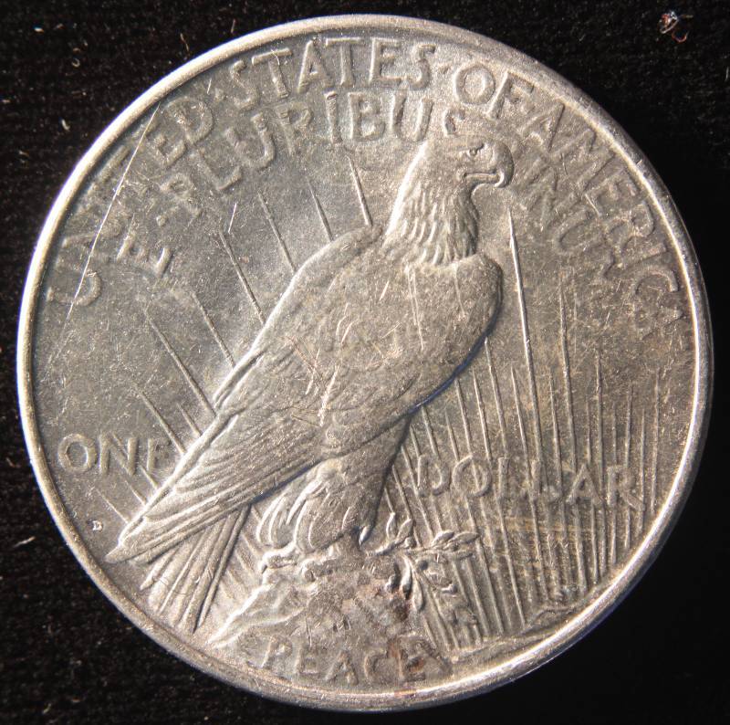 1923 D PEACE SILVER DOLLAR AU