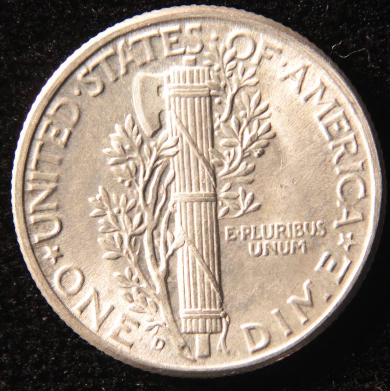 1945 D MERCURY SILVER DIME UNC