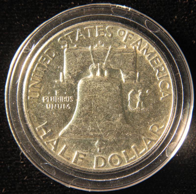 1963 D FRANKLIN SILVER HALF DOLLAR AU IN AIRTITE HOLDER