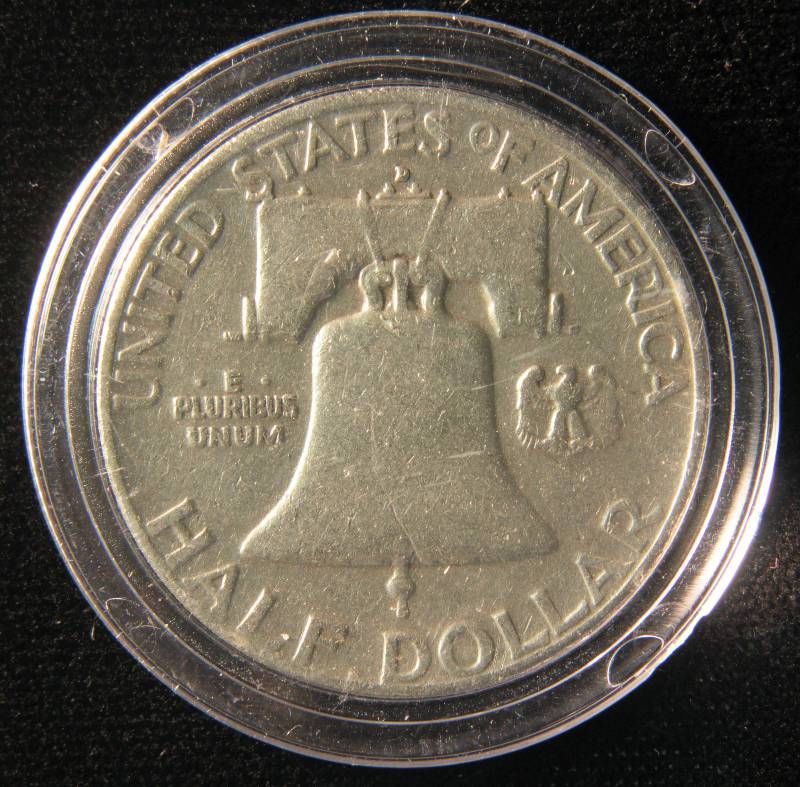 1954 D FRANKLIN SILVER HALF DOLLAR IN AIRTITE HOLDER